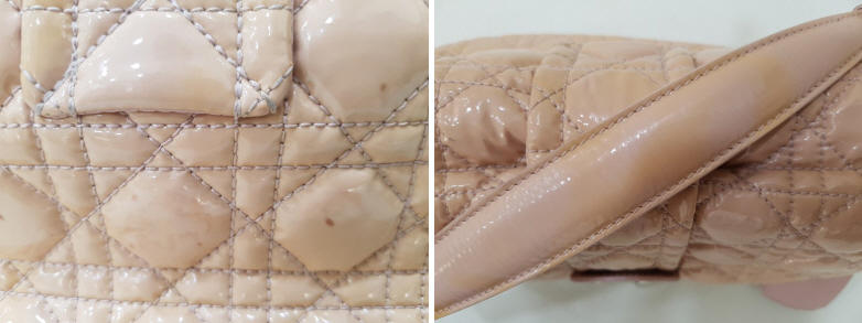 크리스챤 디올 가방 에나멜 핸드백 염색
